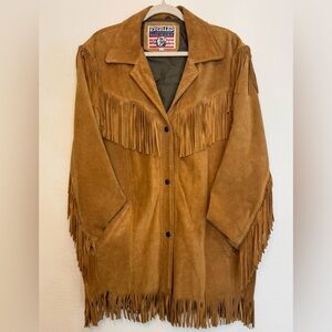 Excelled Genuine Suede Leather Fringe Western Jacket
